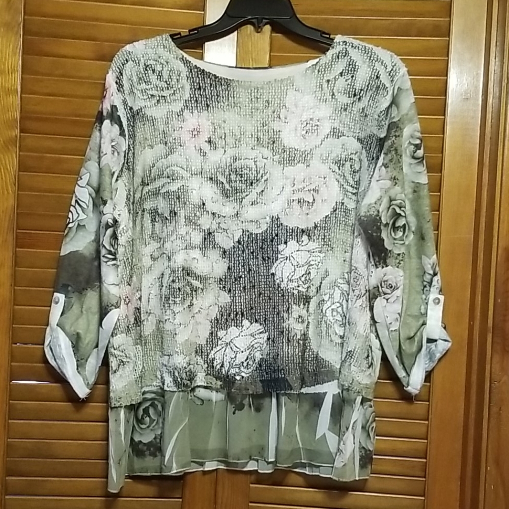 Ali Miles sage green blouse